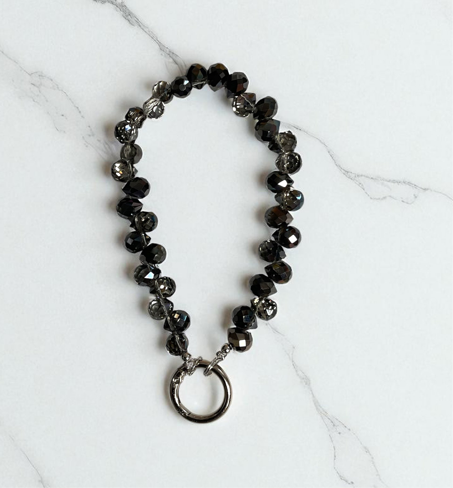 Black Beaded Cell Phone Wristlet, Keychain Wristlet, Purse Charm