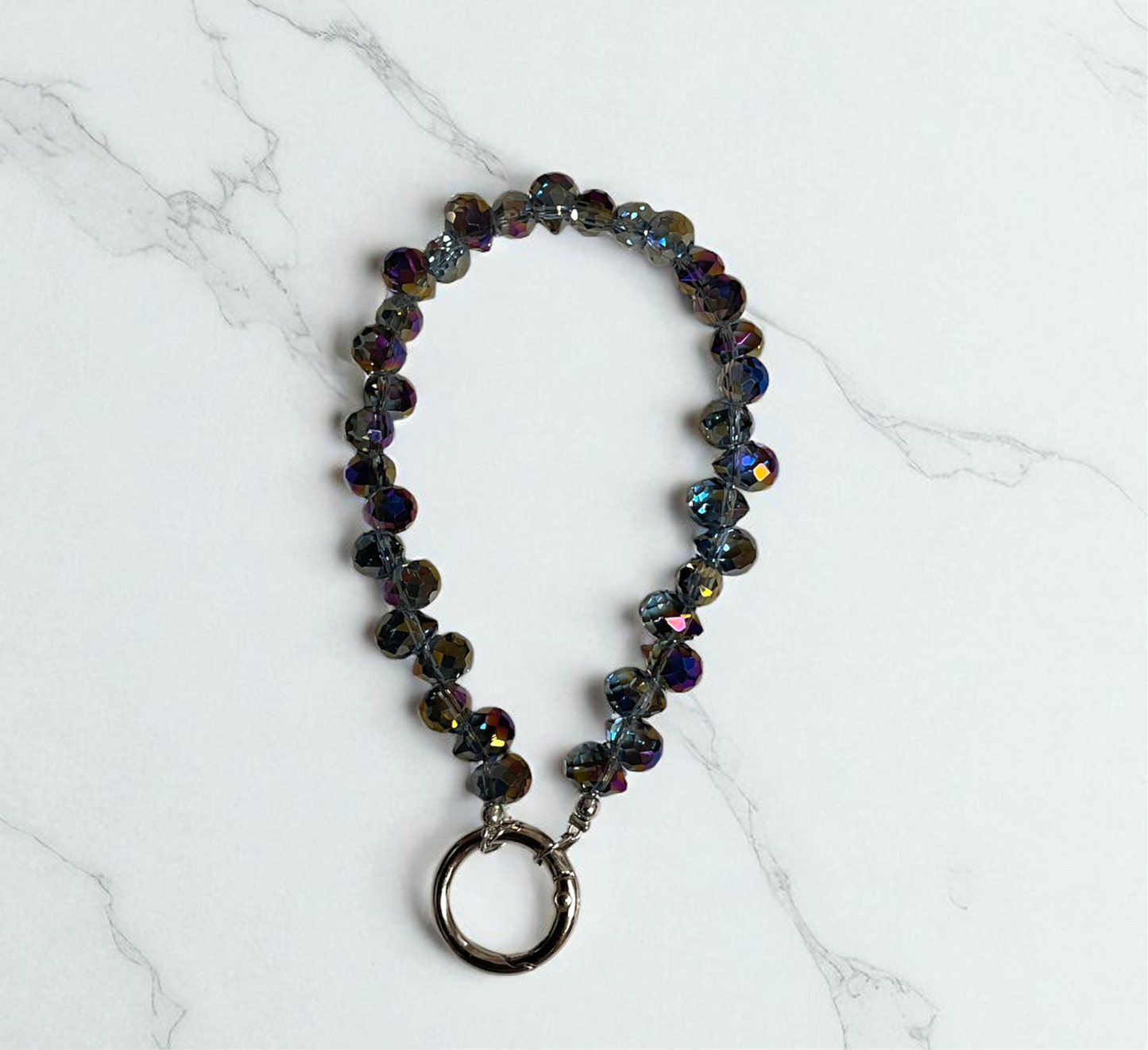 Purple Beaded Cell Phone Wristlet, Keychain Wristlet, Purse Charm
