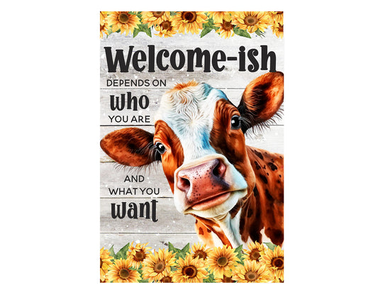 Cow Garden Flag – Cute Farmhouse Porch Flag, Garden Decoration, Housewarming Gift, Rustic Outdoor Flag for Yard or Patio