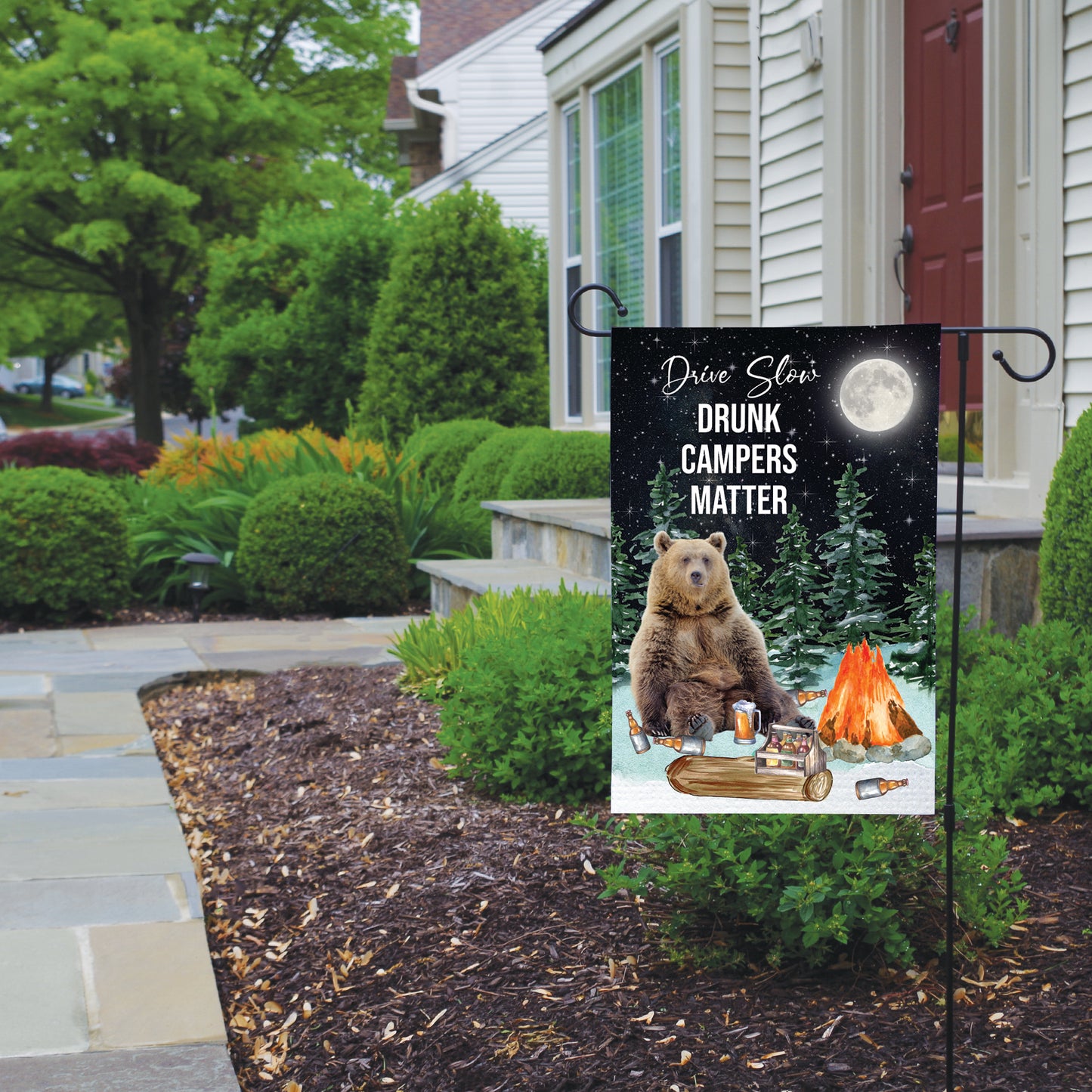 Camping Garden Flag, Garden Decoration, Housewarming Gift, Porch Flag, Spring Flag