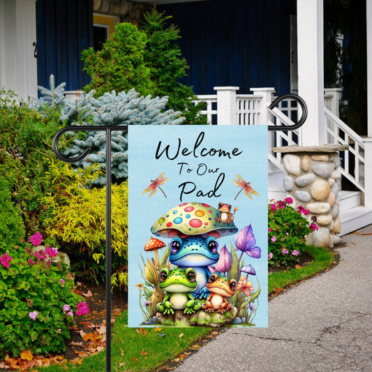 Frog Garden Flag  Cute Frog Porch Flag, Garden Decoration, Housewarming Gift, Spring Outdoor Flag, Birthday Gift for Frog Lovers