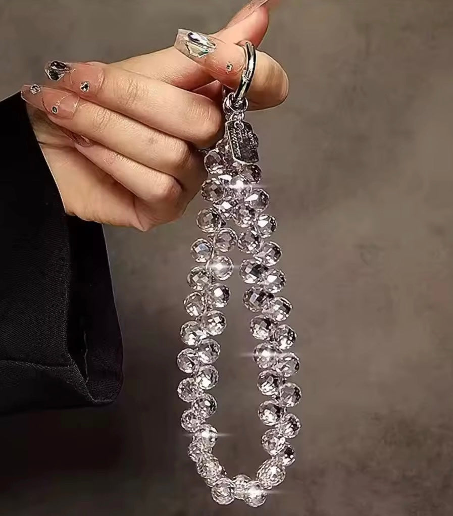 Crystal AB Beaded Cell Phone Wristlet, Keychain Wristlet, Purse Charm