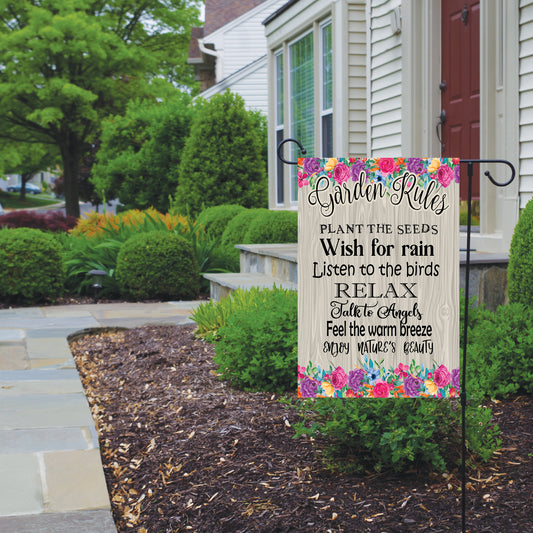 Garden Rules Flag, Garden Decoration, Housewarming Gift, Porch Flag, Spring Flag, Garden Flag