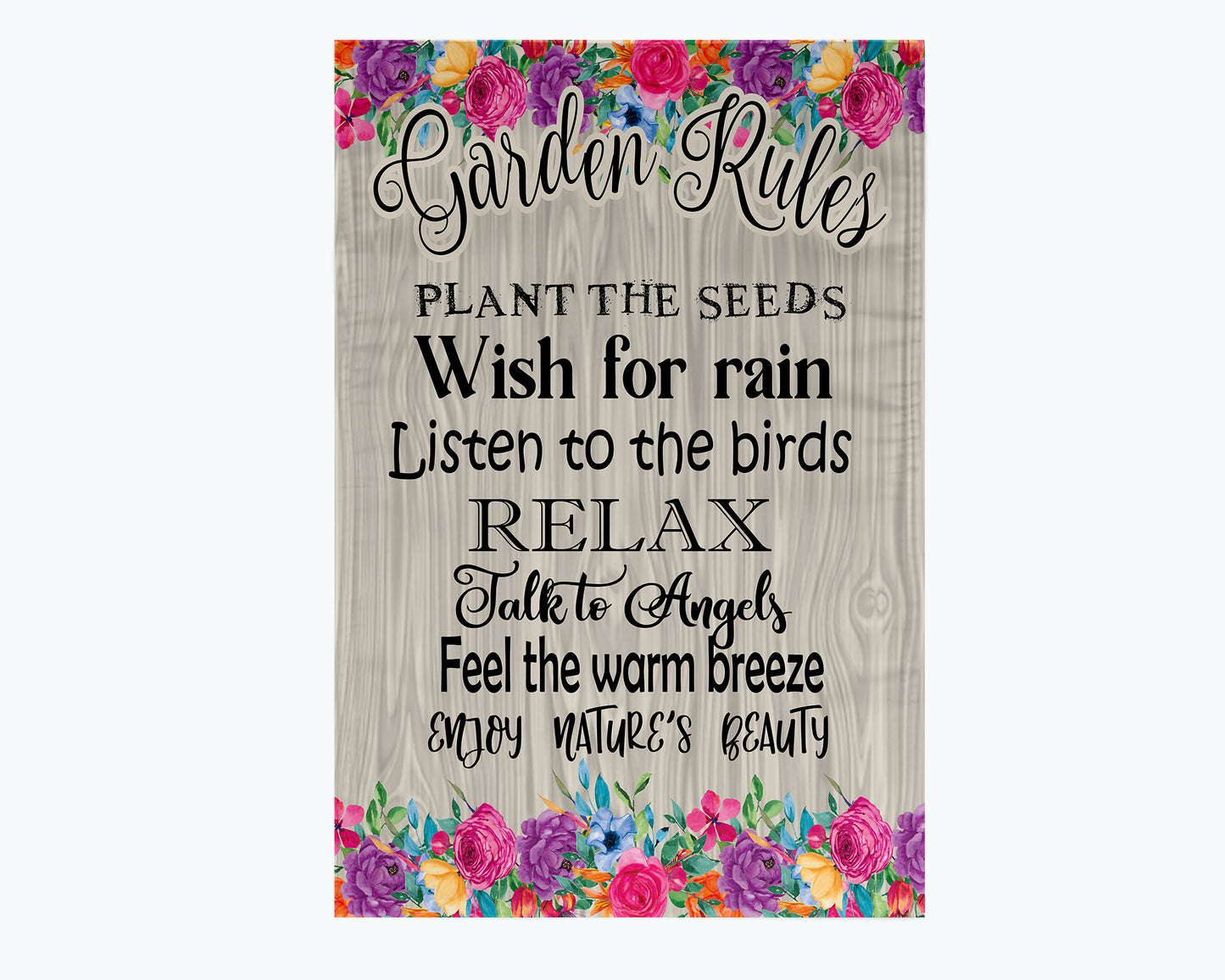 Garden Rules Flag, Garden Decoration, Housewarming Gift, Porch Flag, Spring Flag, Garden Flag