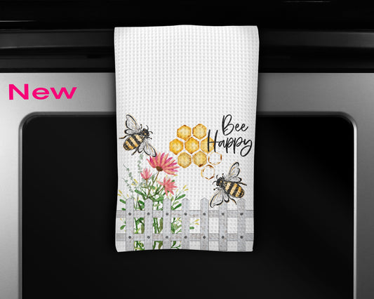 Farm Style Kitchen Towel, Bee Happy Kitchen Towel