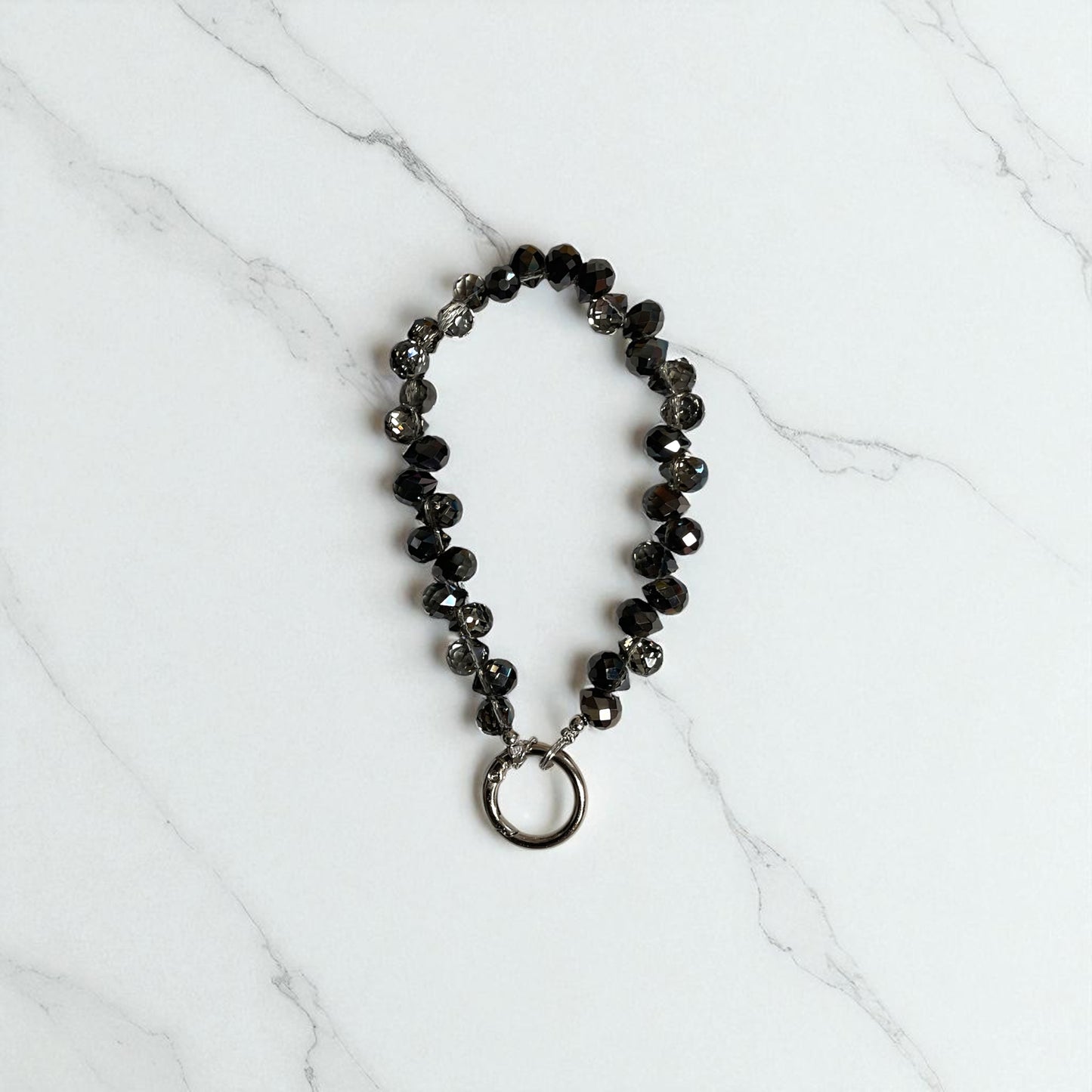 Black Beaded Cell Phone Wristlet, Keychain Wristlet, Purse Charm