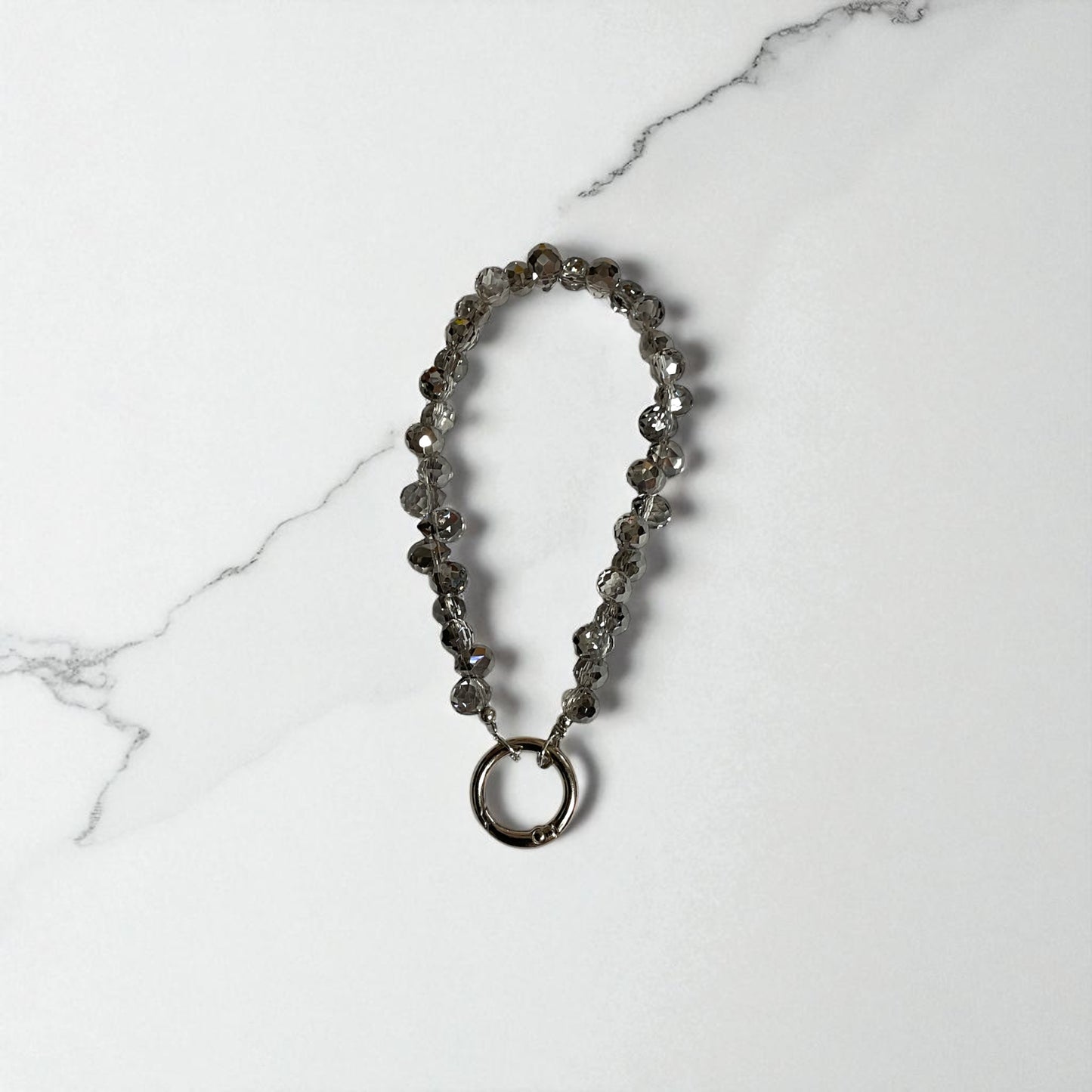 Gray Beaded Cell Phone Wristlet, Keychain Wristlet, Purse Charm