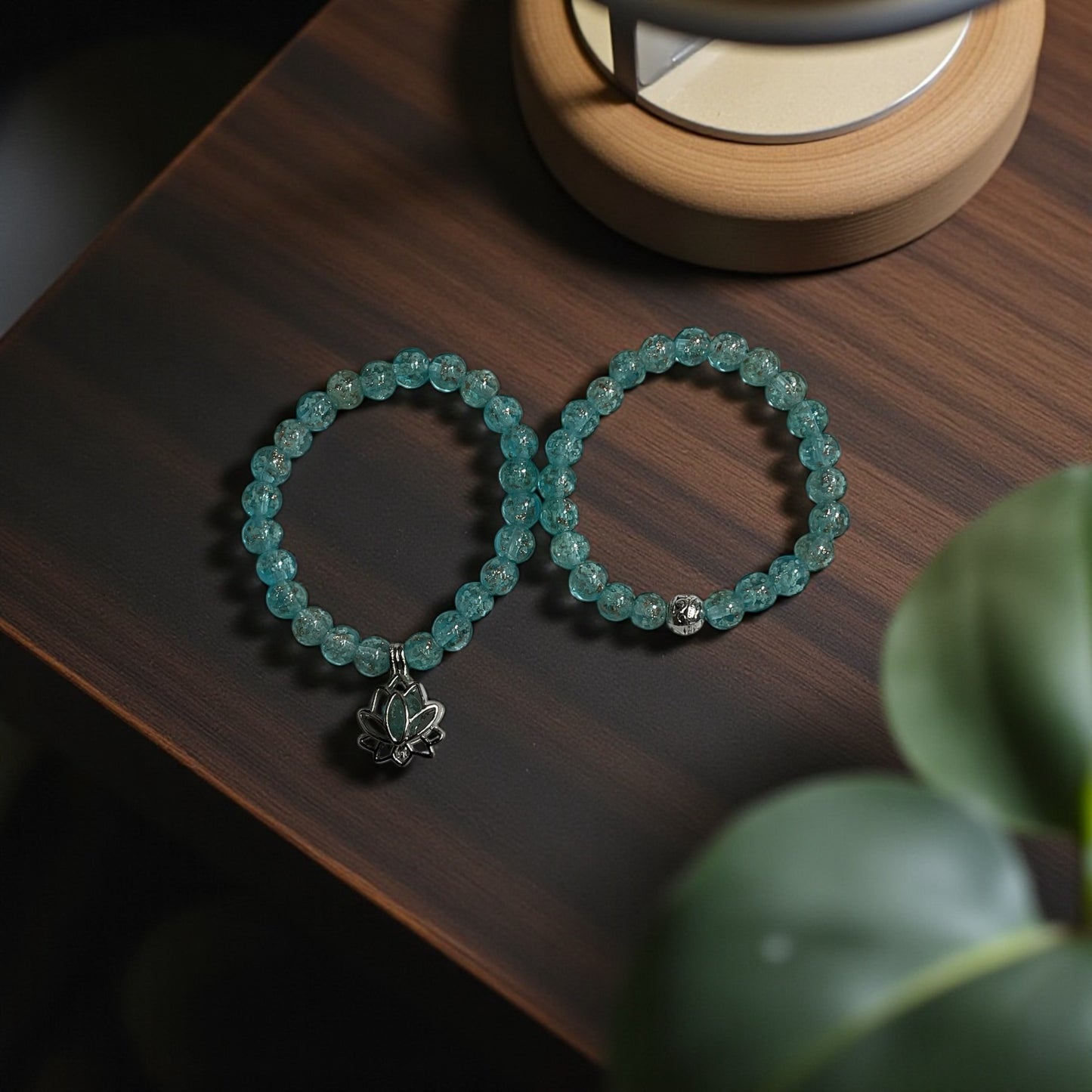 Glow in the Dark Bracelet Set, Auquamarine Beaded Bracelet Set