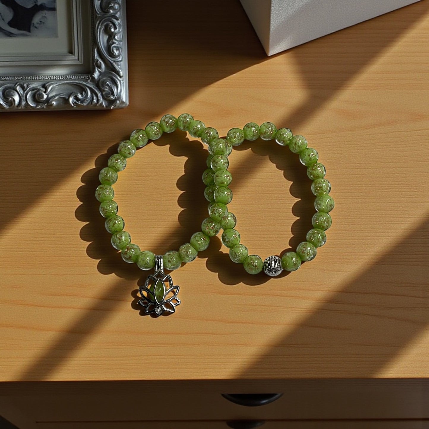 Glow in the Dark Bracelet Set, Light Green Beaded Bracelet Set