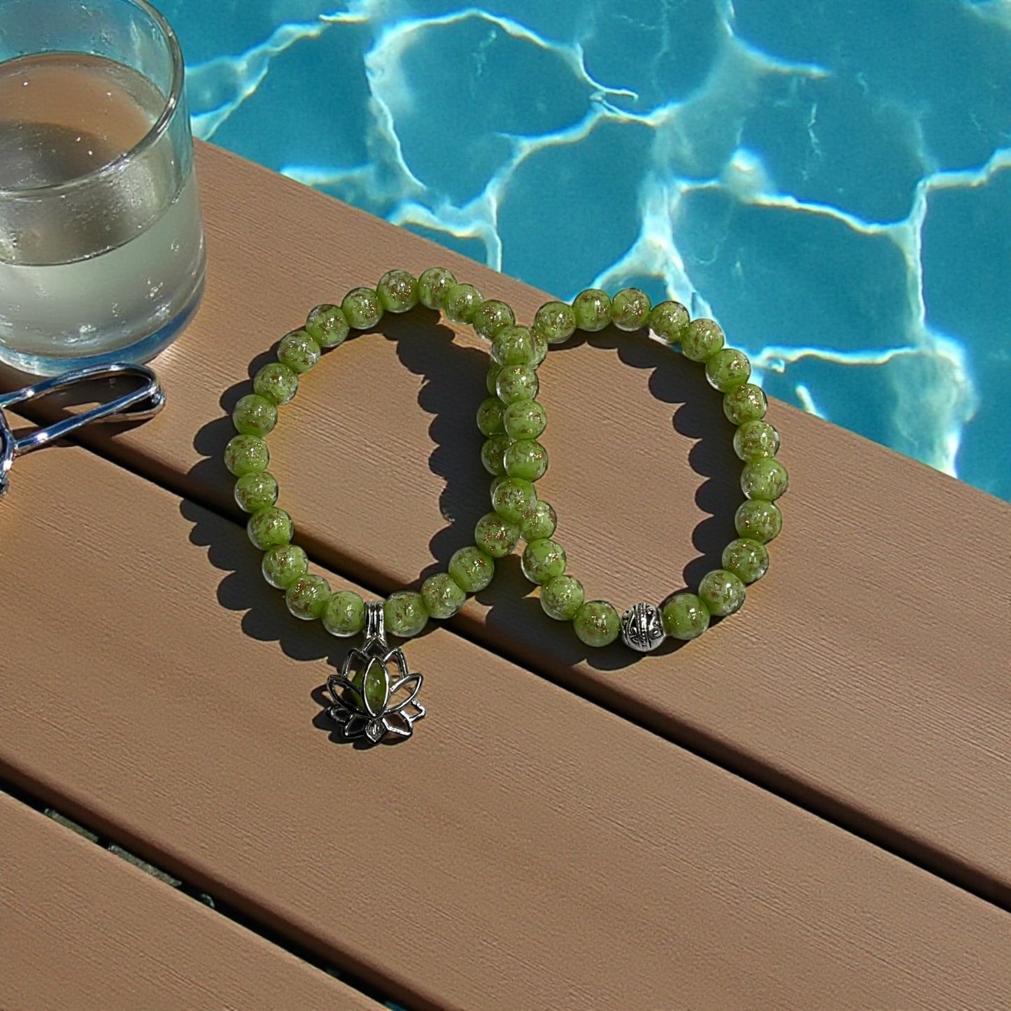 Glow in the Dark Bracelet Set, Light Green Beaded Bracelet Set