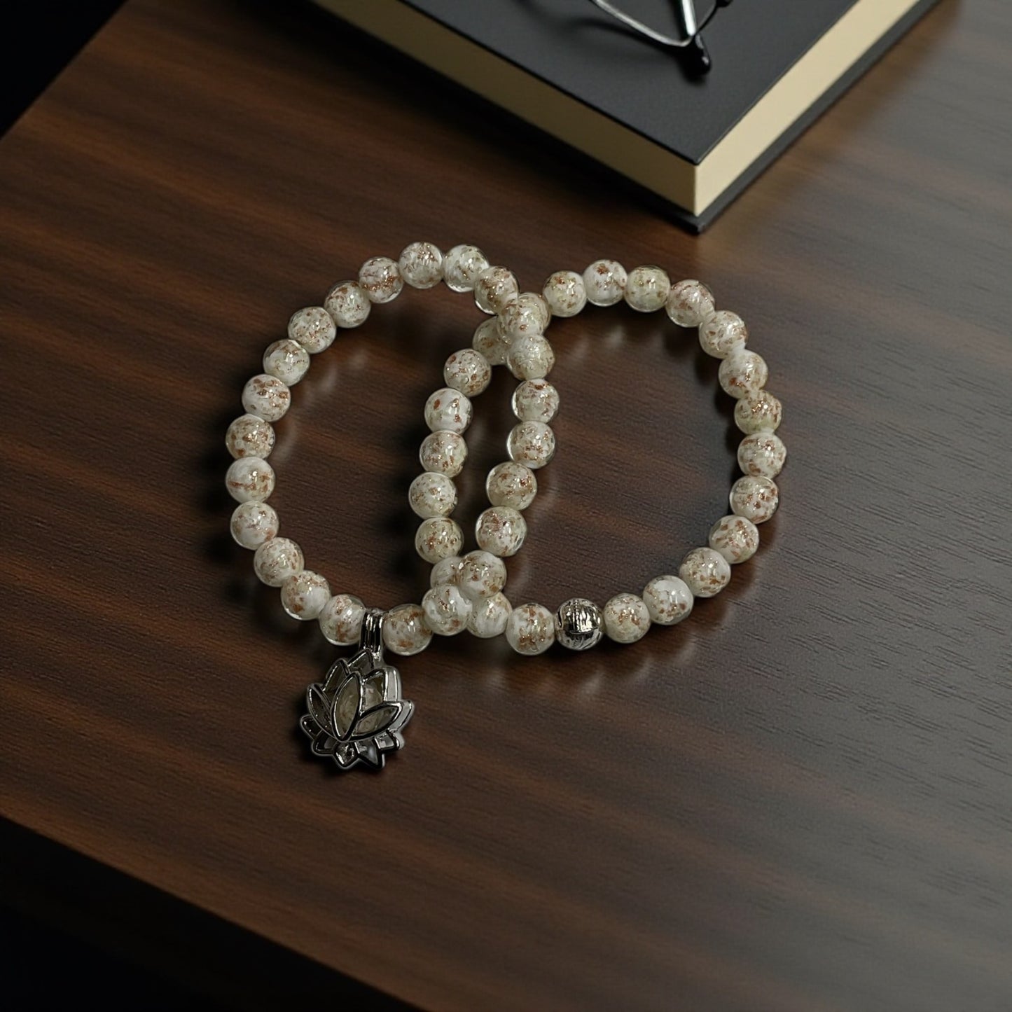 Glow in the Dark Bracelet Set, White Beaded Bracelet Set