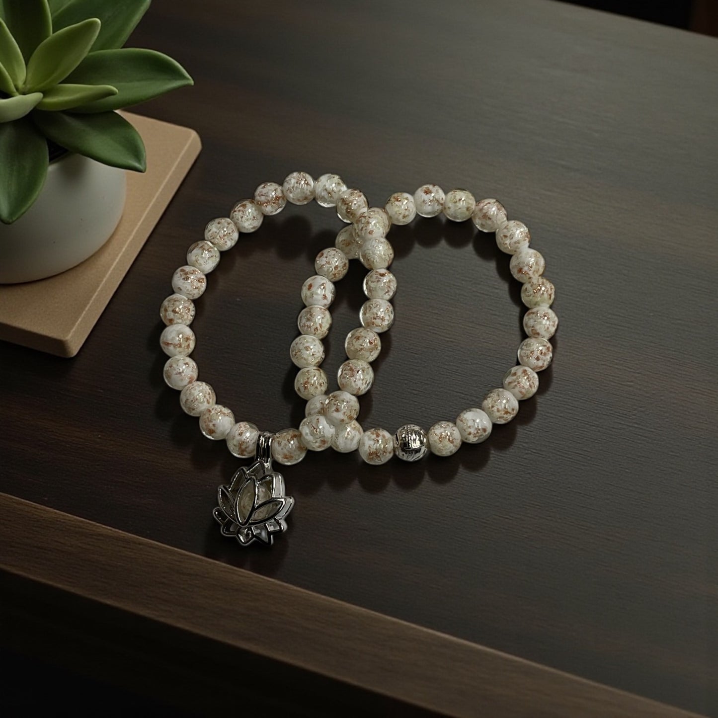 Glow in the Dark Bracelet Set, White Beaded Bracelet Set