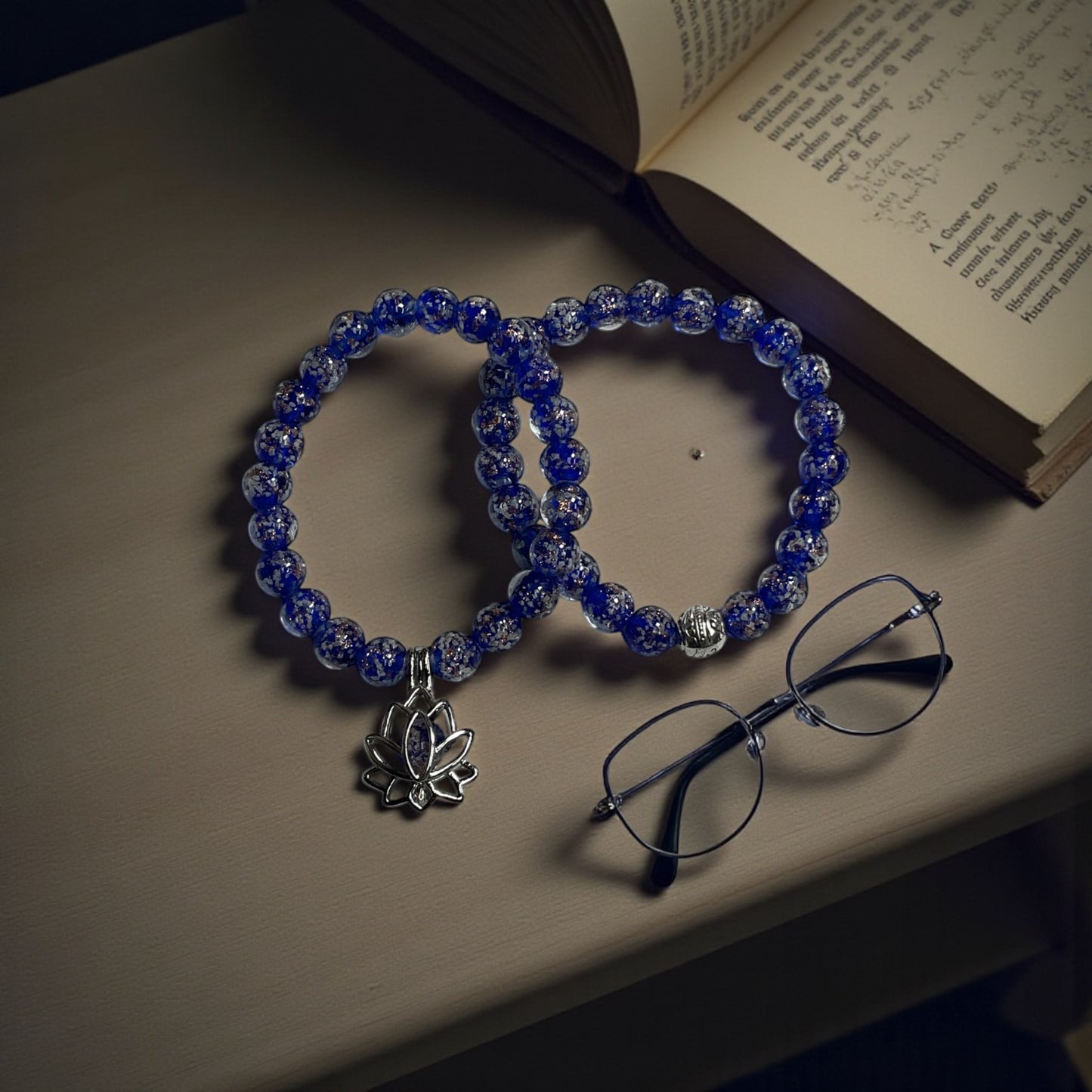 Glow in the Dark Bracelet Set, Dark Blue Beaded Bracelet Set