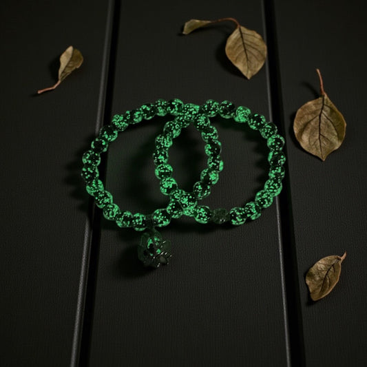 Glow in the Dark Bracelet Set, Light Green Beaded Bracelet Set