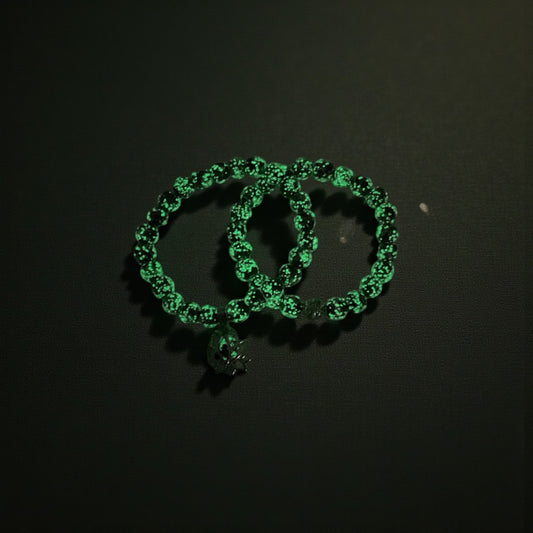 Glow in the Dark Bracelet Set, Grayish Purple Beaded Bracelet Set