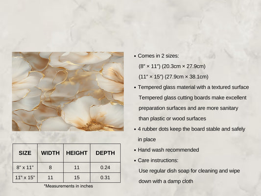 Soft Gold Floral Glass Cutting Board