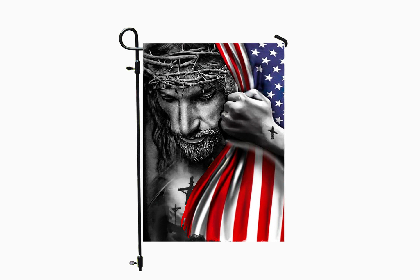 Jesus and American Flag Garden Flag, Garden Decoration, Housewarming Gift, Porch Flag