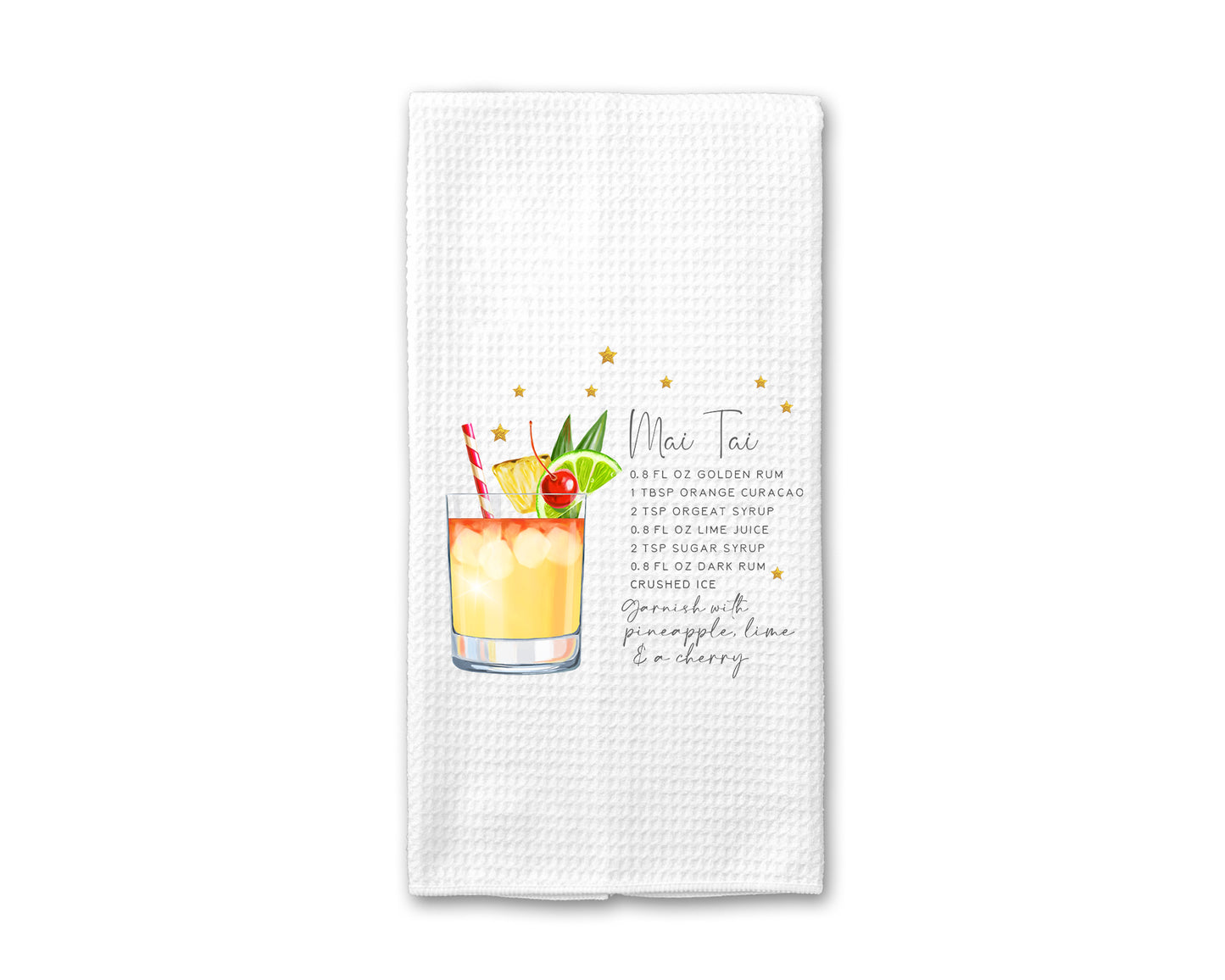 Cocktail Kitchen Towel, Mai Tai Recipe Towel