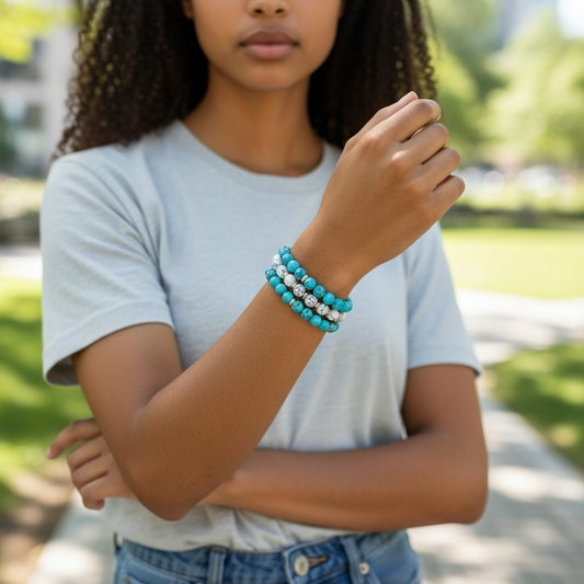 Stop Trump Bracelet, Morse Code Stone Bead Bracelet with Glow Beads