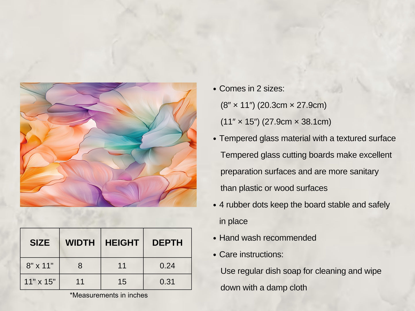 Soft Summer Petals Glass Cutting Board