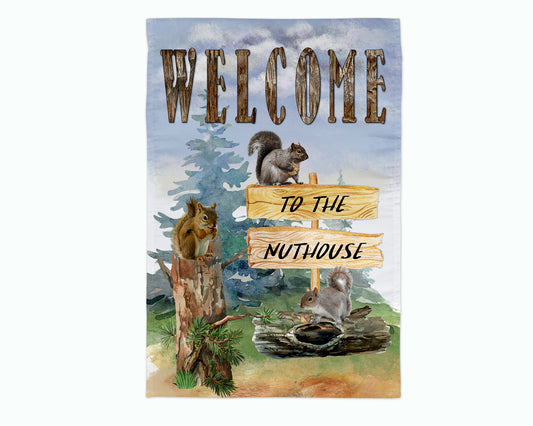 Squirrel Garden Flag, Cute Squirrel Porch Flag, Garden Decoration, Housewarming Gift, Spring Outdoor Flag, Birthday Gift for Squirrel Lovers