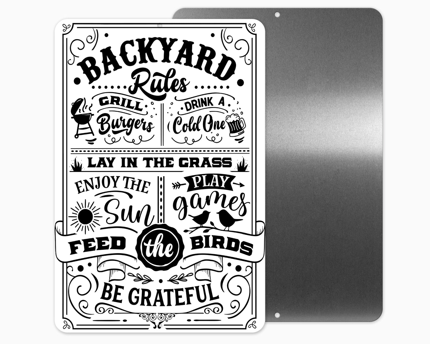 Back Yard Rules Metal Sign