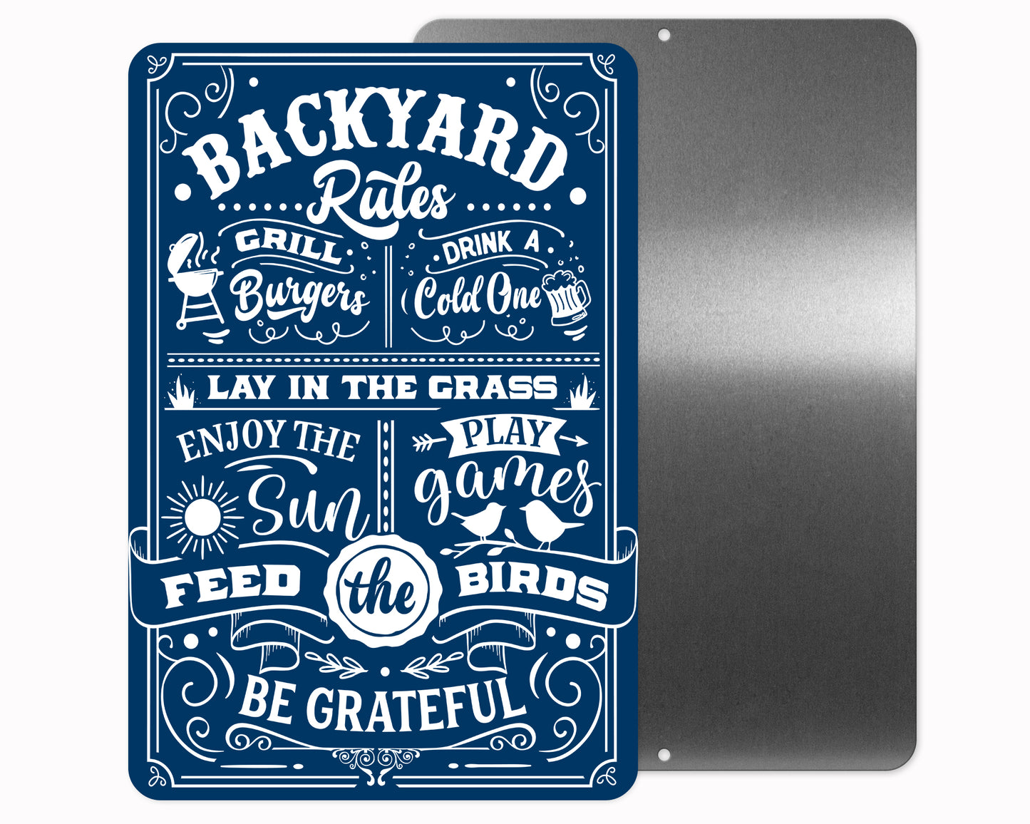 Back Yard Rules Metal Sign