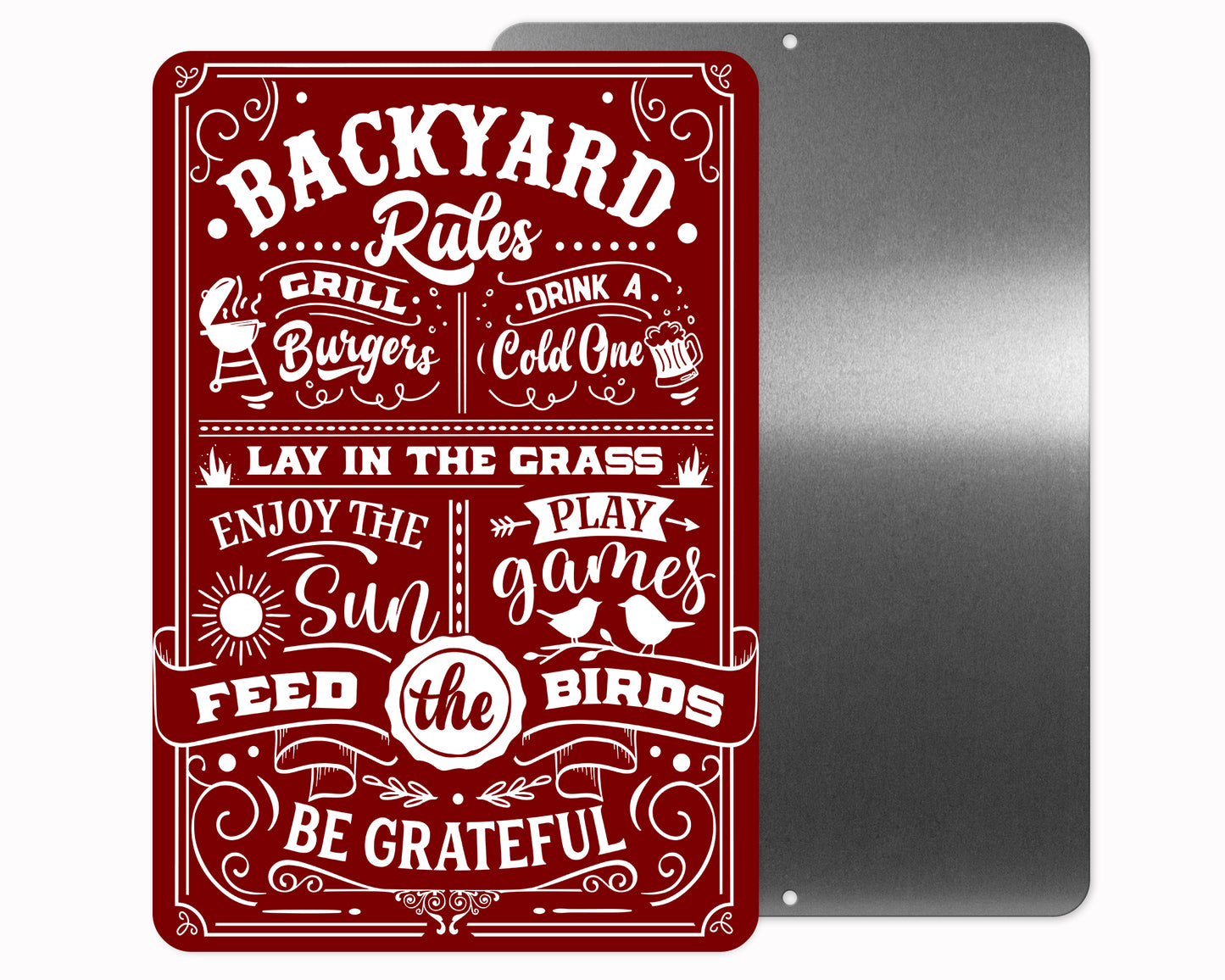 Back Yard Rules Metal Sign