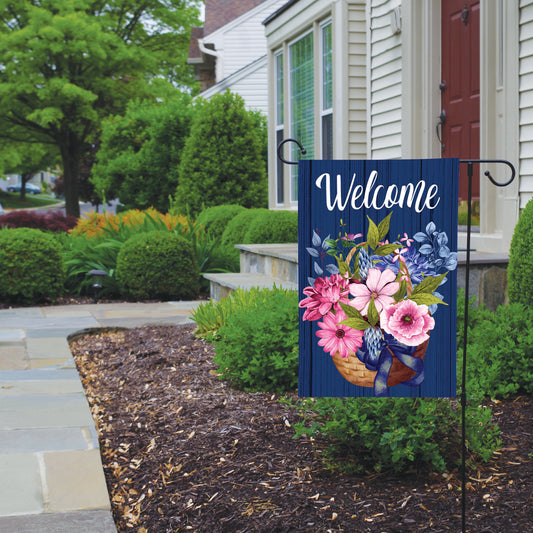 Blue Floral Garden Flag, Garden Decoration, Housewarming Gift, Porch Flag, Spring Flag, Welcome Garden Flag