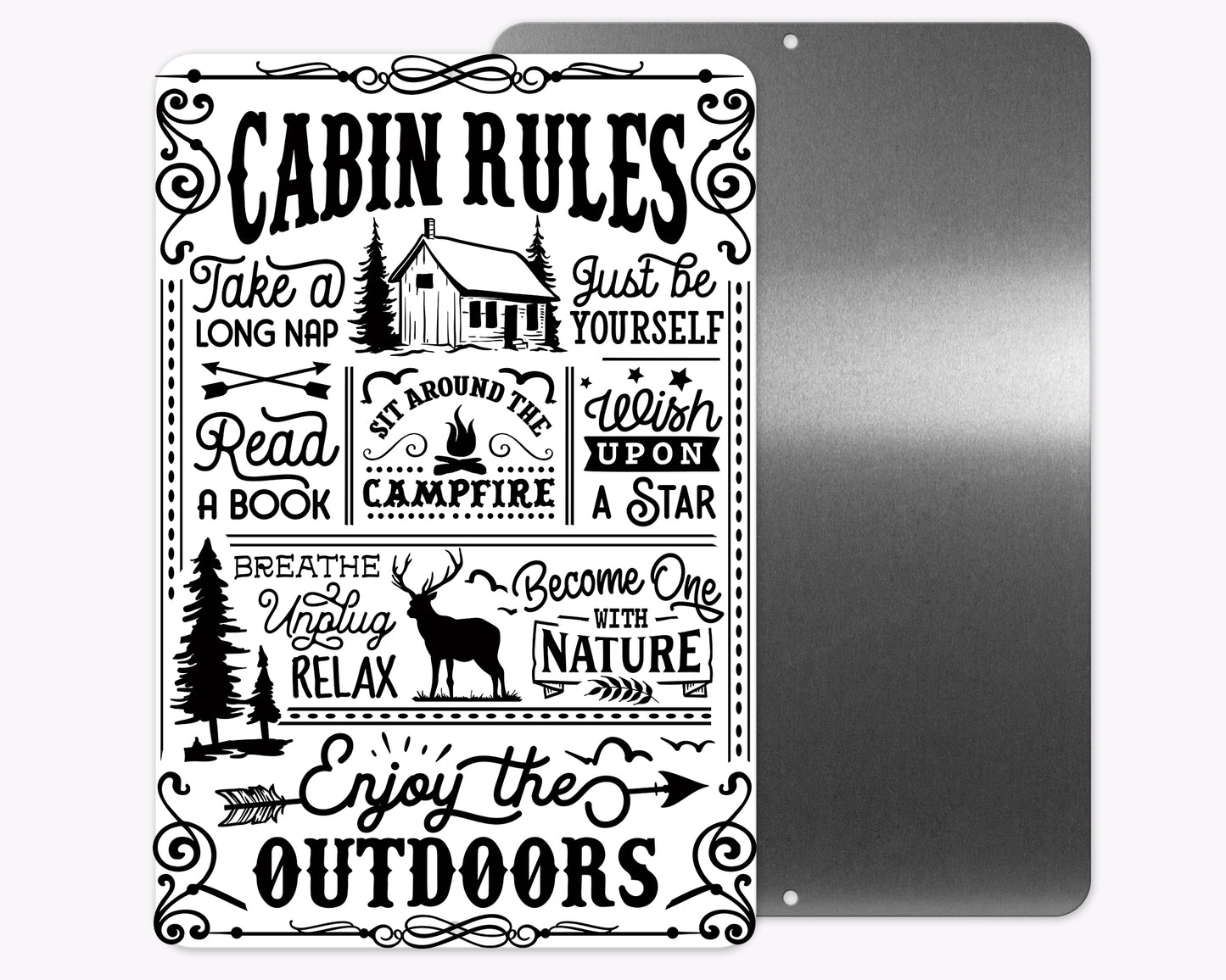Cabin Rules Metal Sign