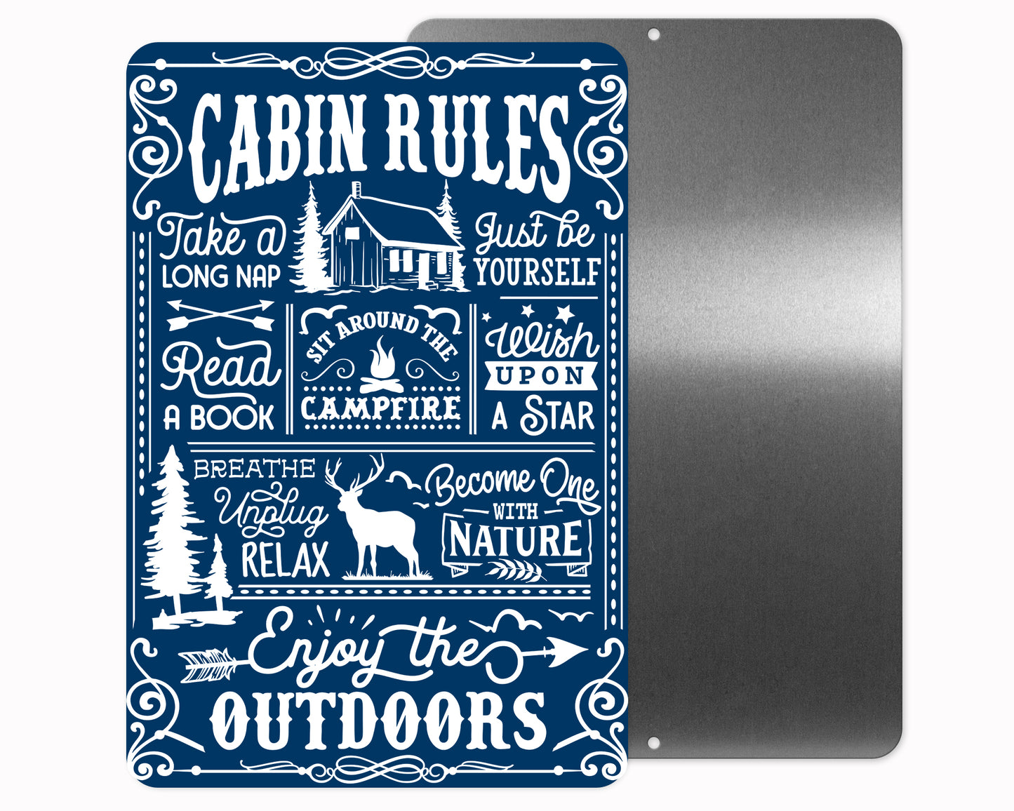 Cabin Rules Metal Sign