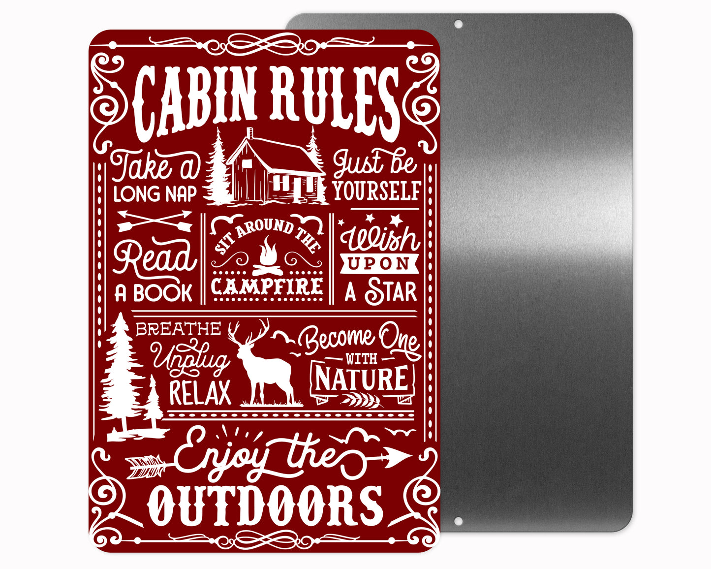 Cabin Rules Metal Sign
