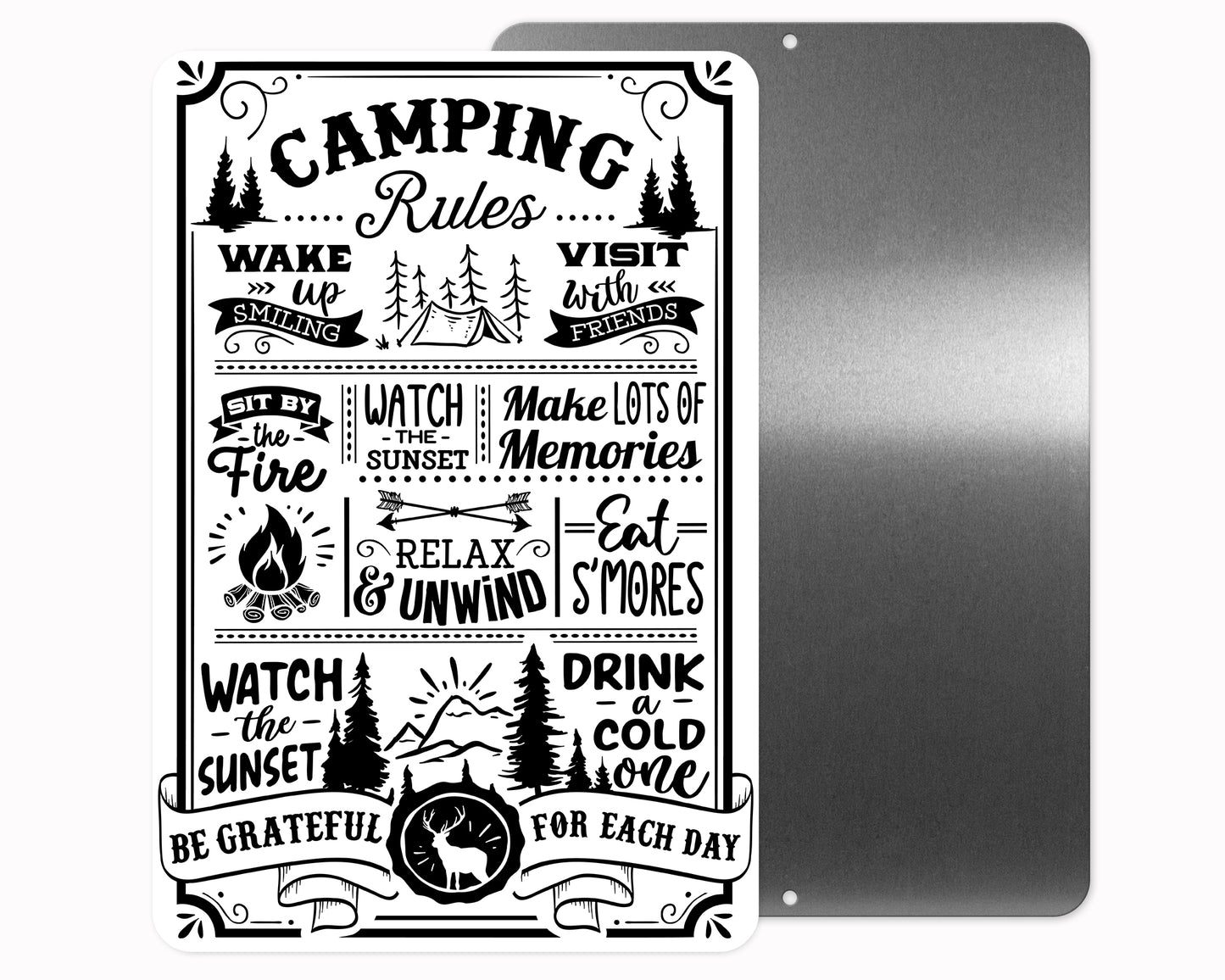 Camping Rules Metal Sign