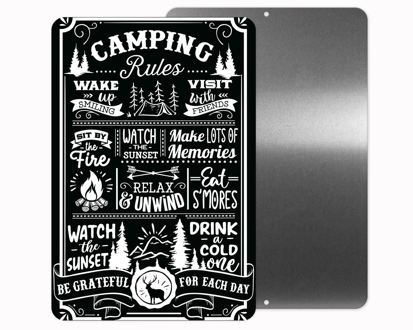 Camping Rules Metal Sign