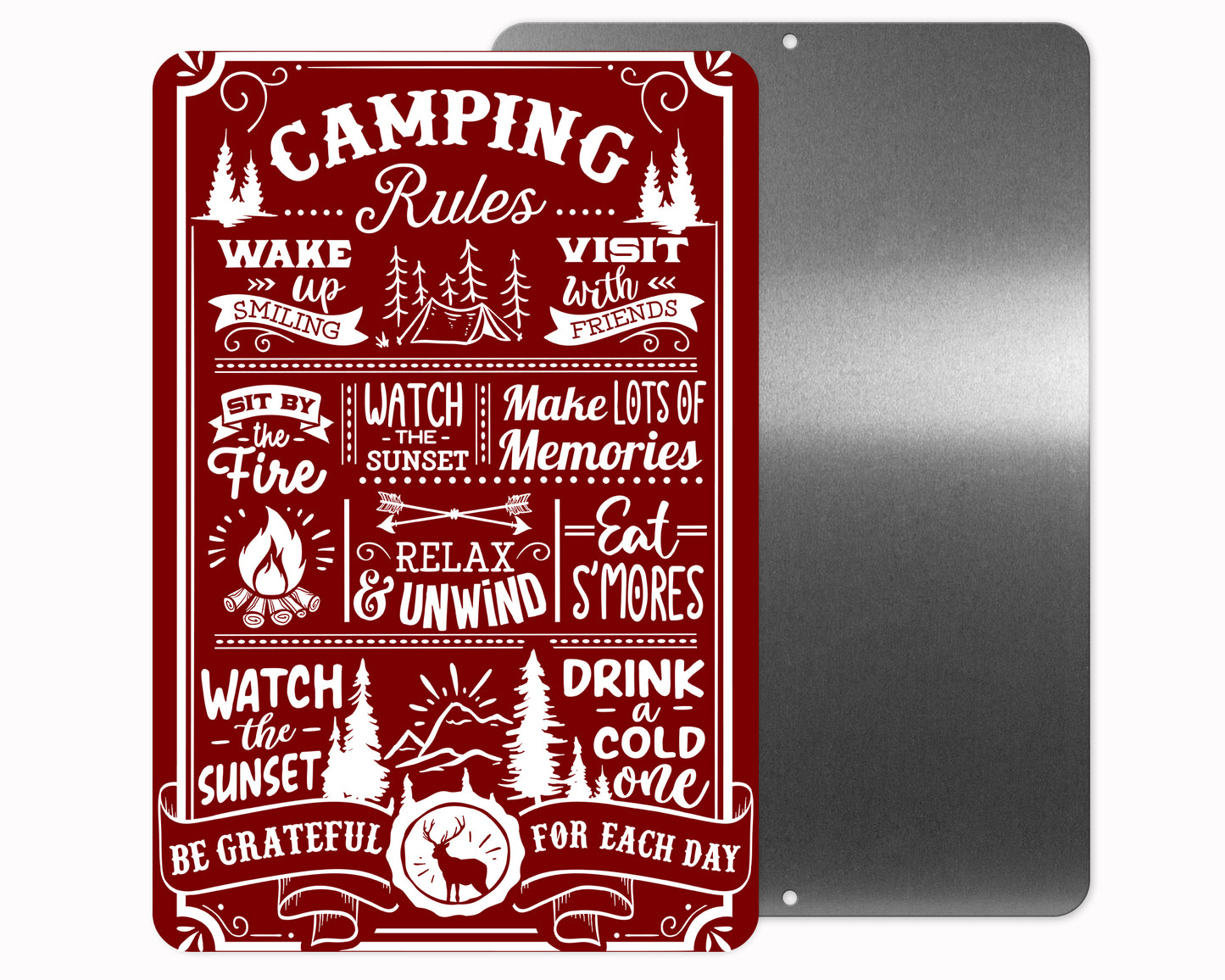 Camping Rules Metal Sign