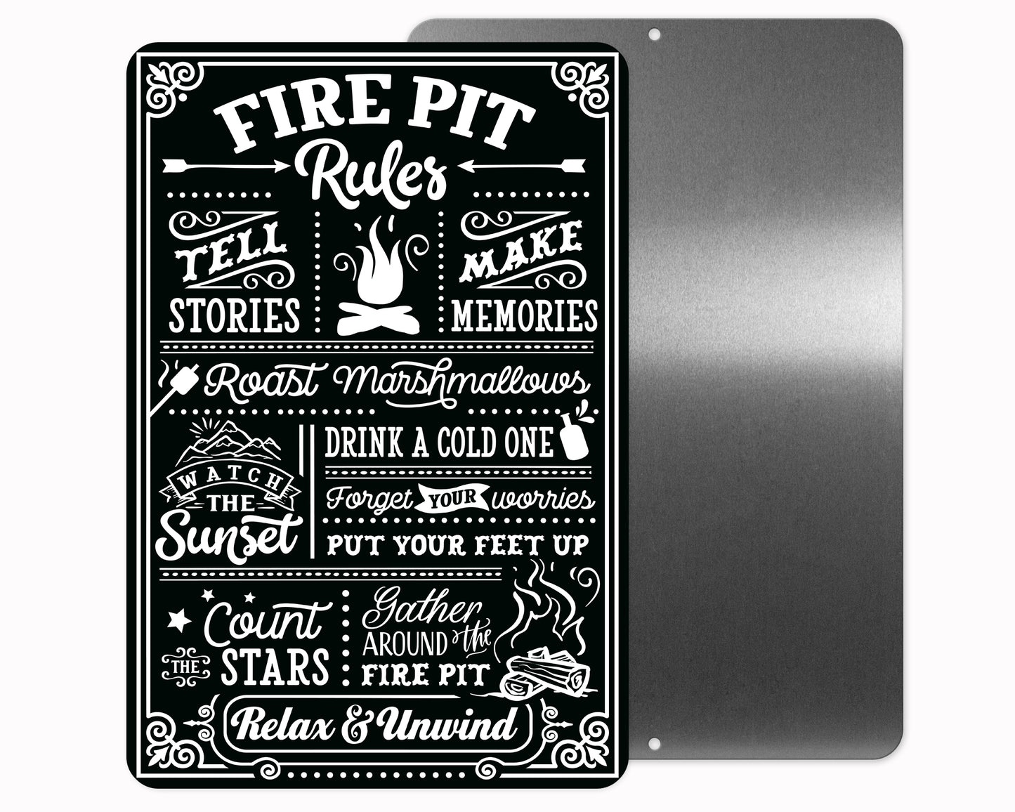 Fire Pit Rules Metal Sign