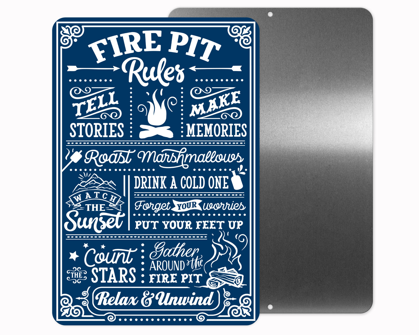 Fire Pit Rules Metal Sign