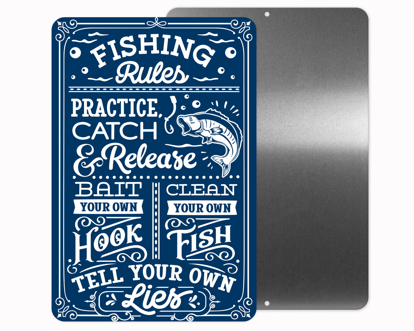 Fishing Rules Metal Sign
