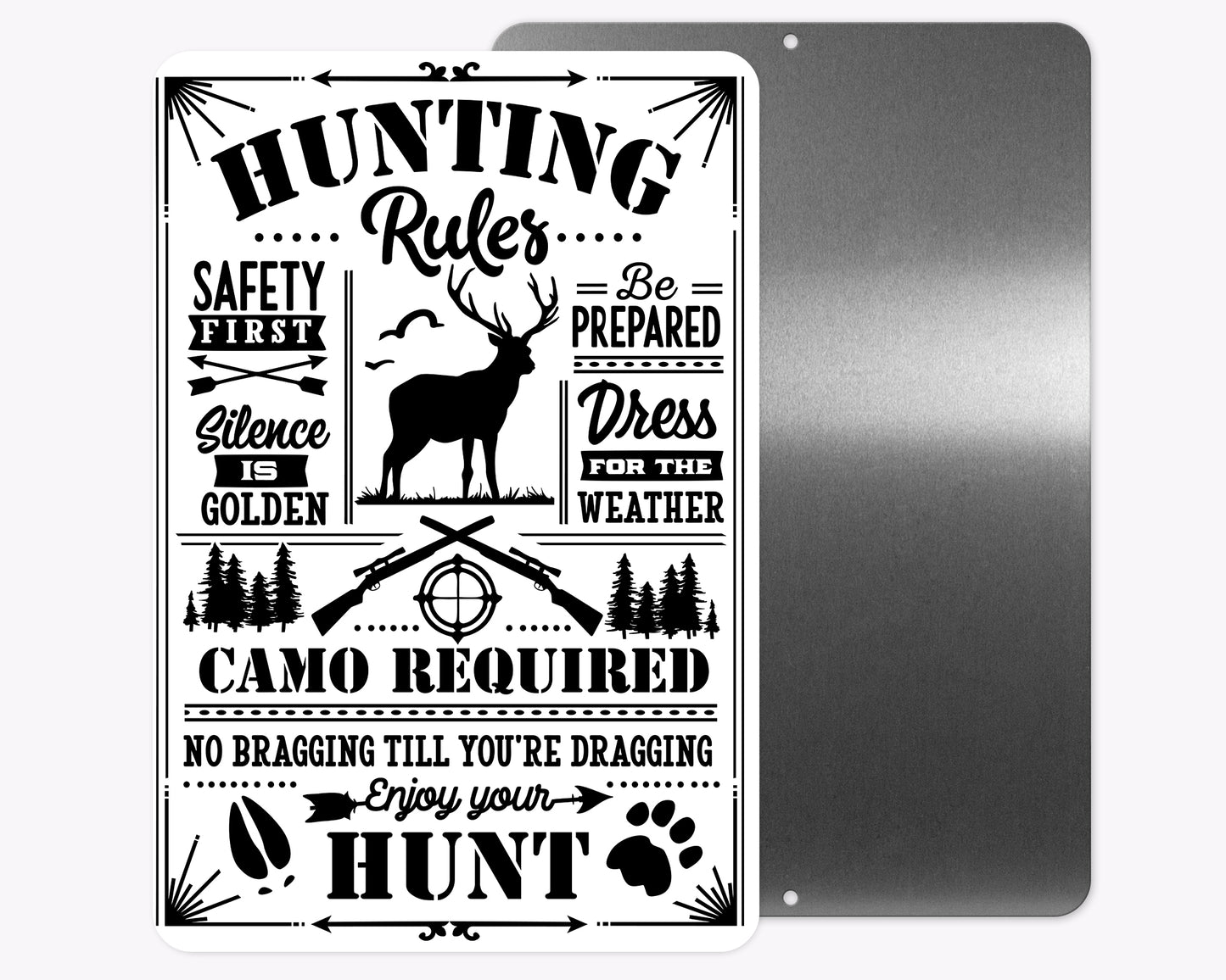 Hunting Rules Metal Sign