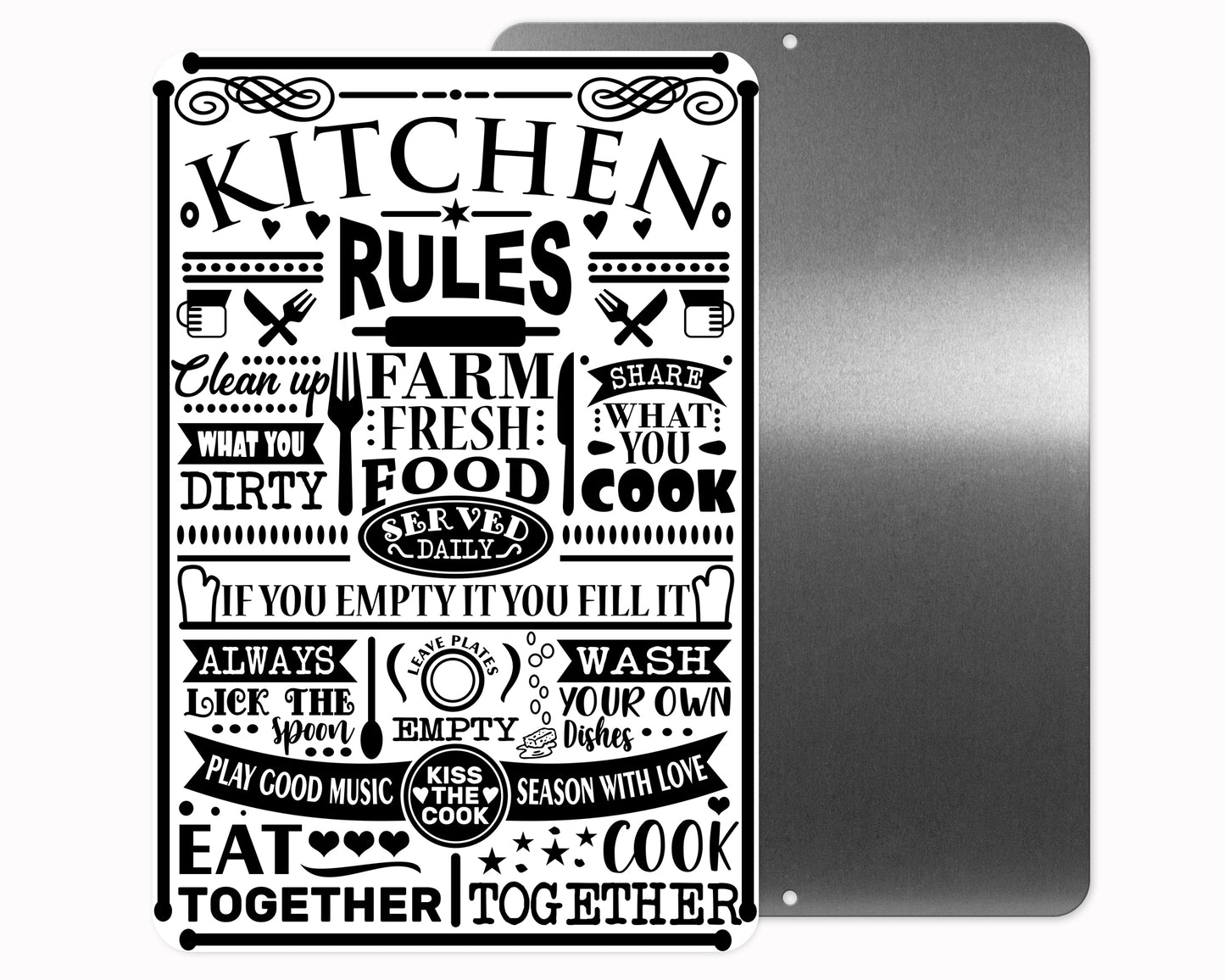 Kitchen Rules Metal Sign