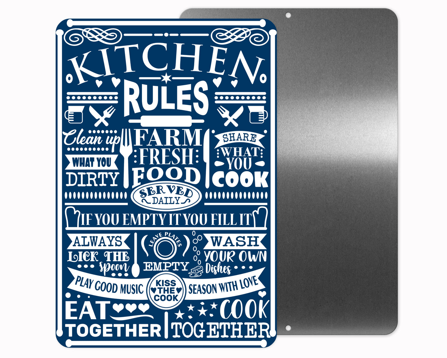 Kitchen Rules Metal Sign