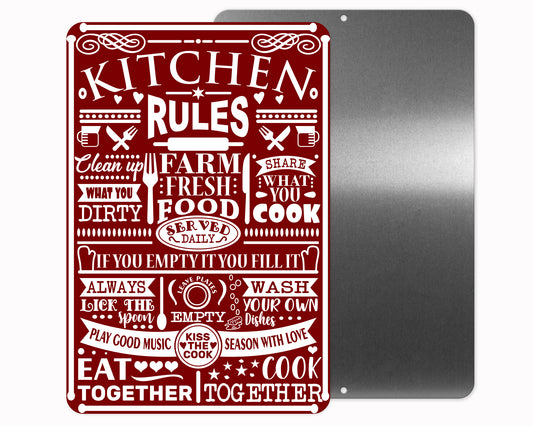 Kitchen Rules Metal Sign