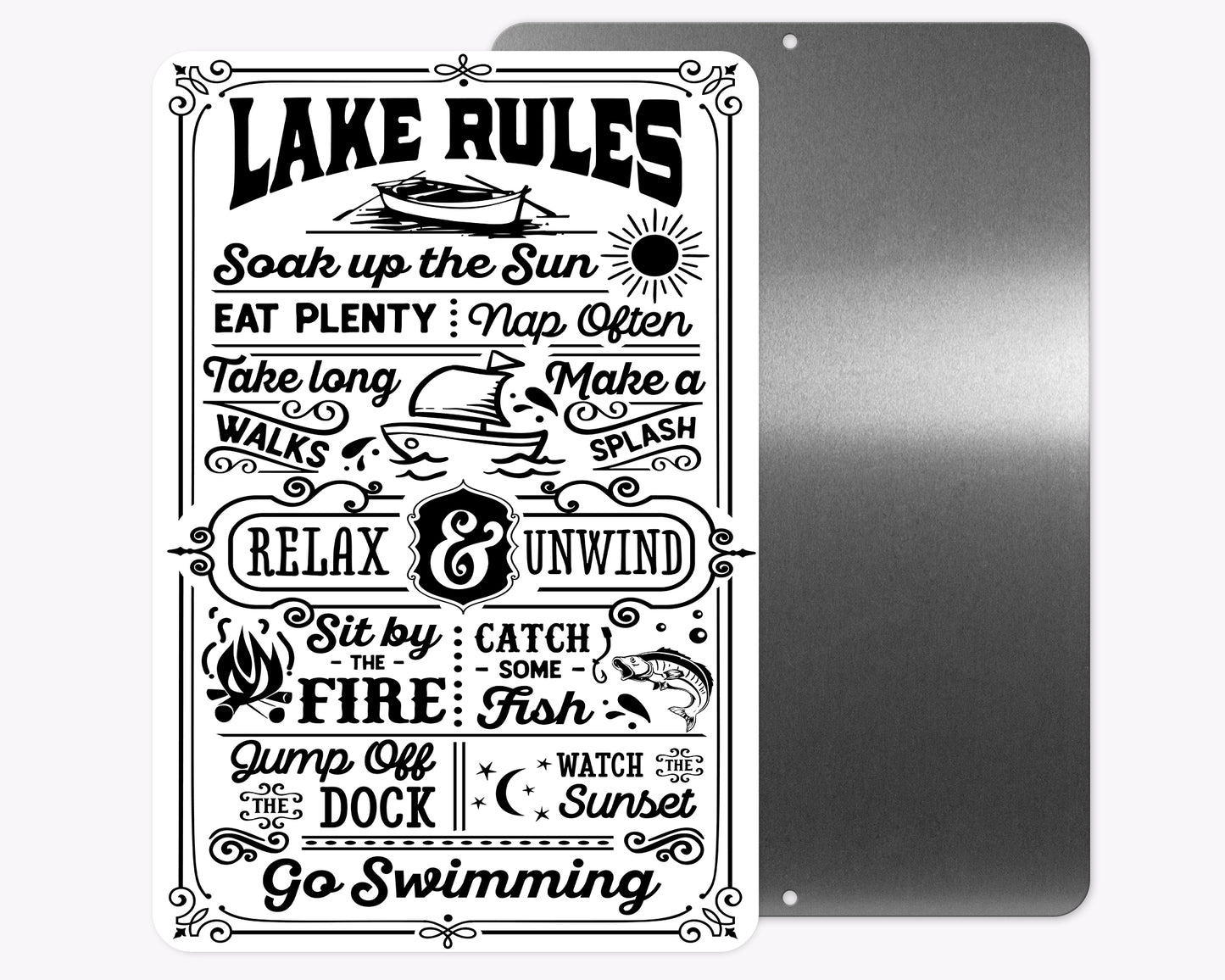 Lake Rules Metal Sign