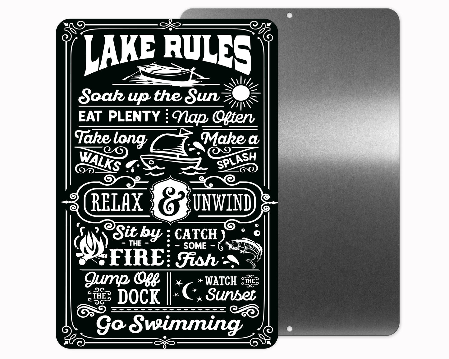 Lake Rules Metal Sign