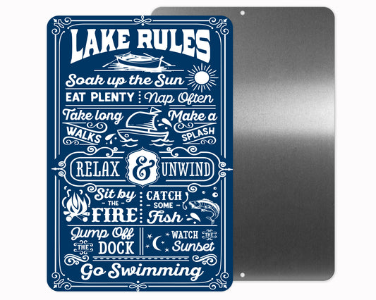 Lake Rules Metal Sign