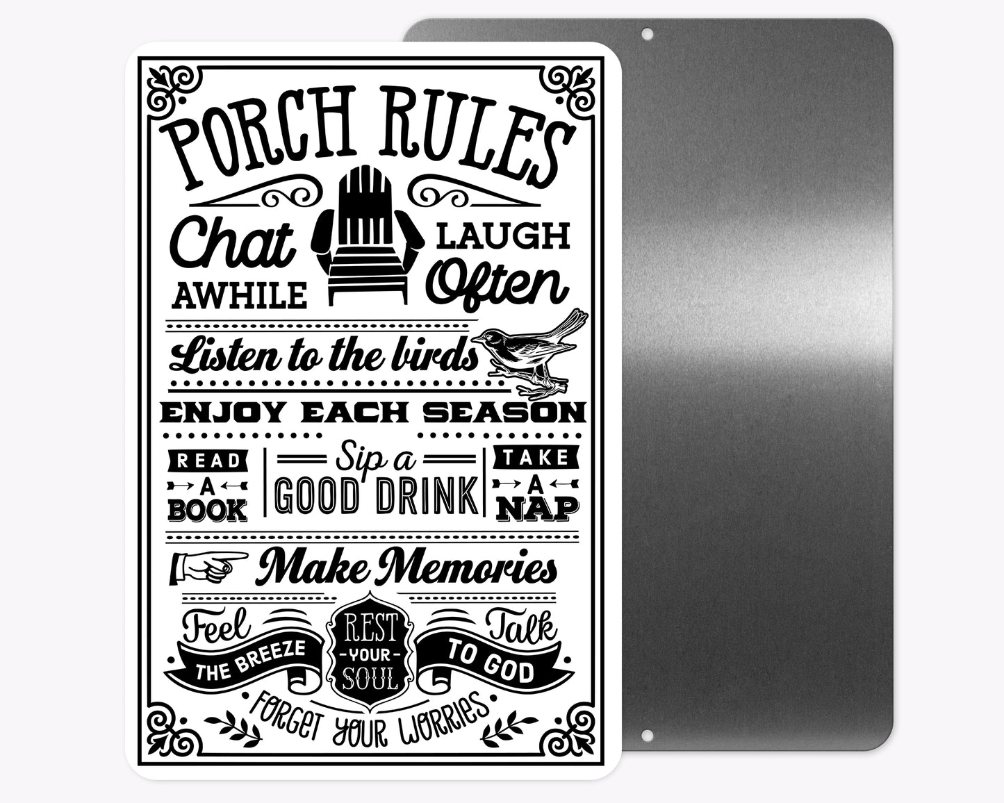 Porch Rules Metal Sign