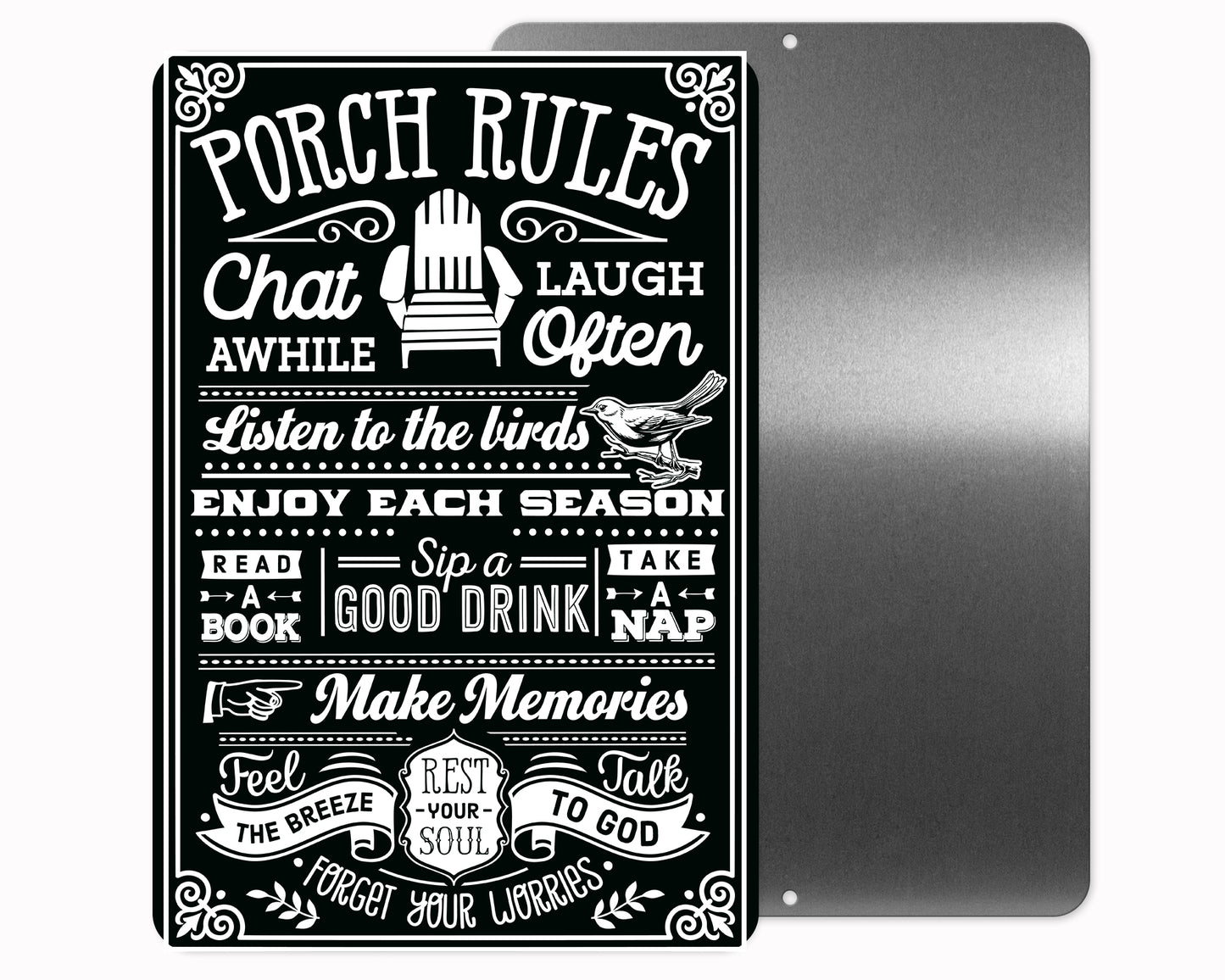 Porch Rules Metal Sign