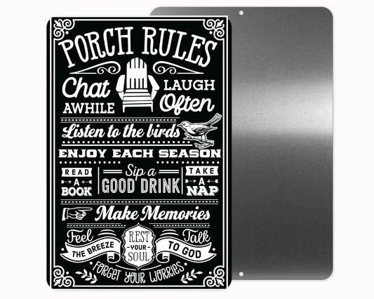 Porch Rules Metal Sign