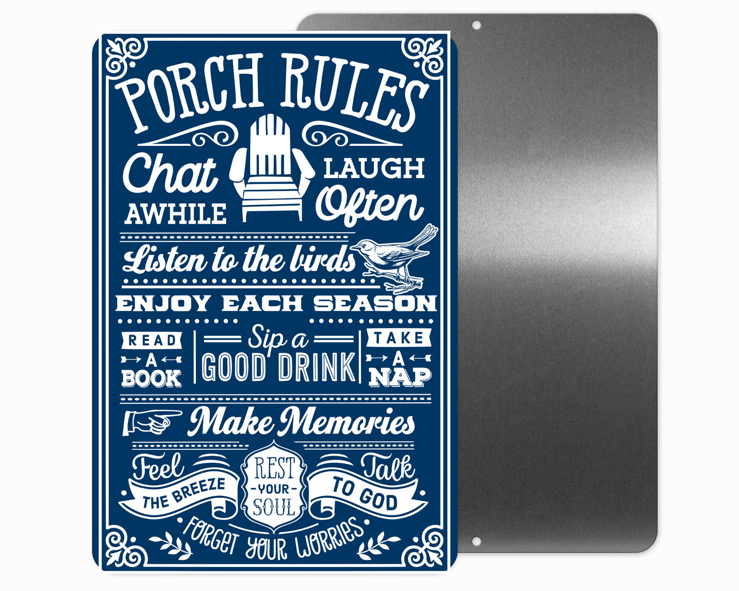 Porch Rules Metal Sign