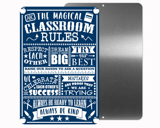 Classroom Rules Metal Sign
